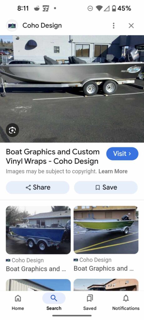 Boat Wrap – Fishing Boat – Silver NorthStar - USA Wrap Co Gig Harbor WA