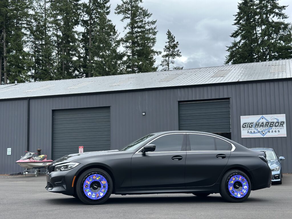 Color Change – Sedan – BMW 3 Series Matte Black 2 - USA Wrap Co Gig Harbor WA