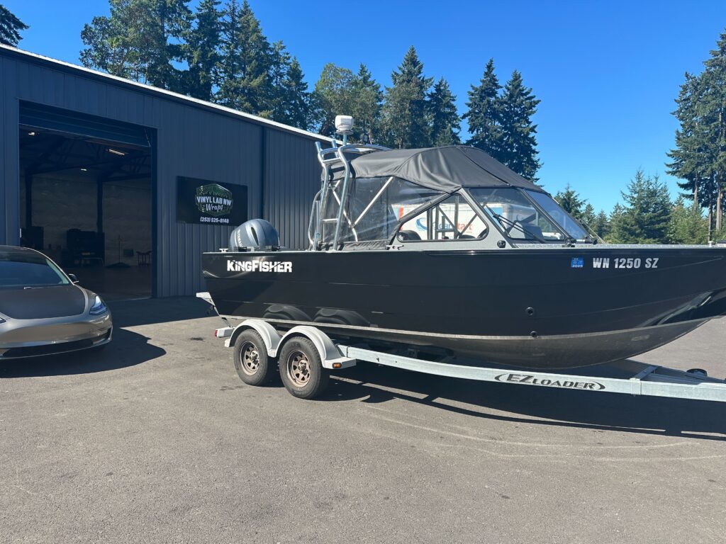 Decals/Lettering – Boat – Kingfisher - USA Wrap Co Gig Harbor WA