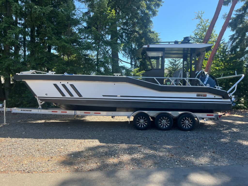 Full Wrap – Boat – Black and White Center Console - USA Wrap Co Gig Harbor WA