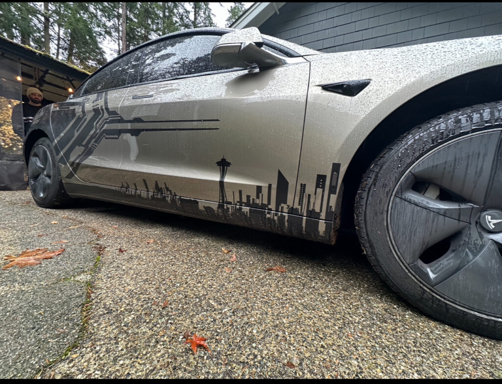 Full Wrap – Car – Seattle Skyline Design - USA Wrap Co Gig Harbor WA