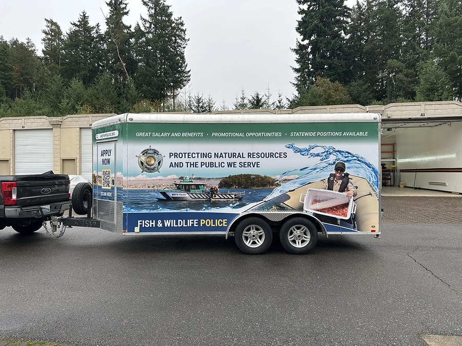 Full Wrap – Cargo Trailer – Fish & Wildlife Police - USA Wrap Co Gig Harbor WA