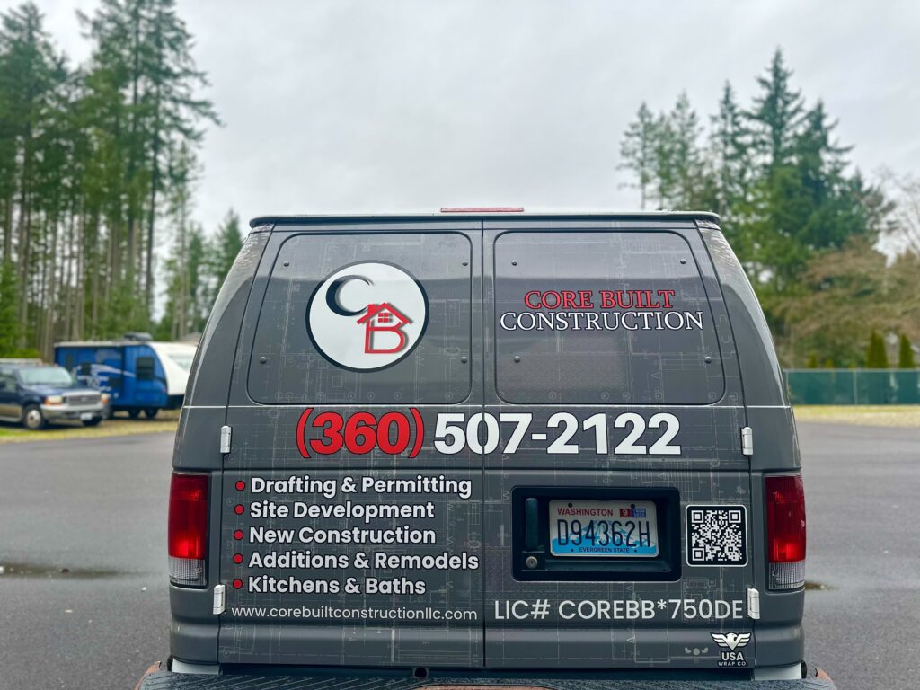 Full Wrap – Cargo Van – Core Built Construction - USA Wrap Co Gig Harbor WA