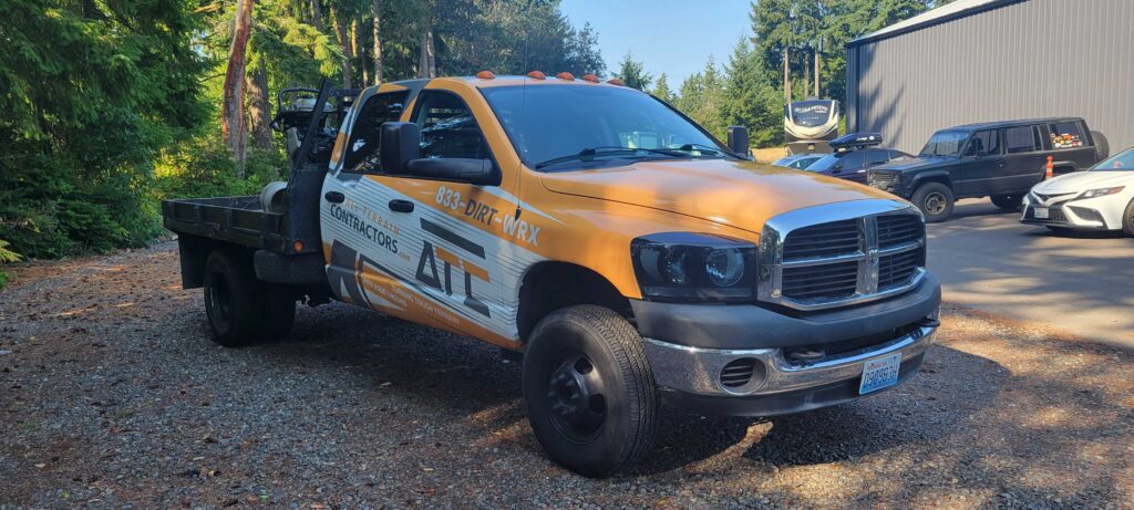 Full Wrap – Pickup Truck – 883 Dirt Worx ATT Contractors - USA Wrap Co Gig Harbor WA
