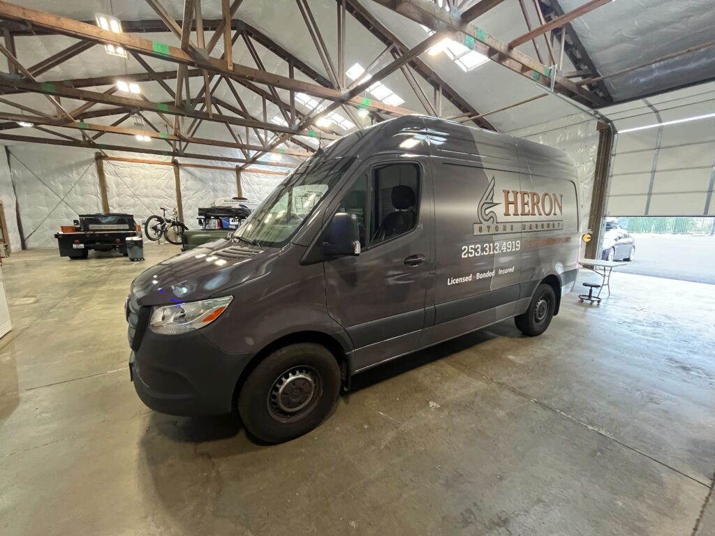 Full Wrap – Sprinter Van – Heron Fine Masonry - USA Wrap Co Gig Harbor WA