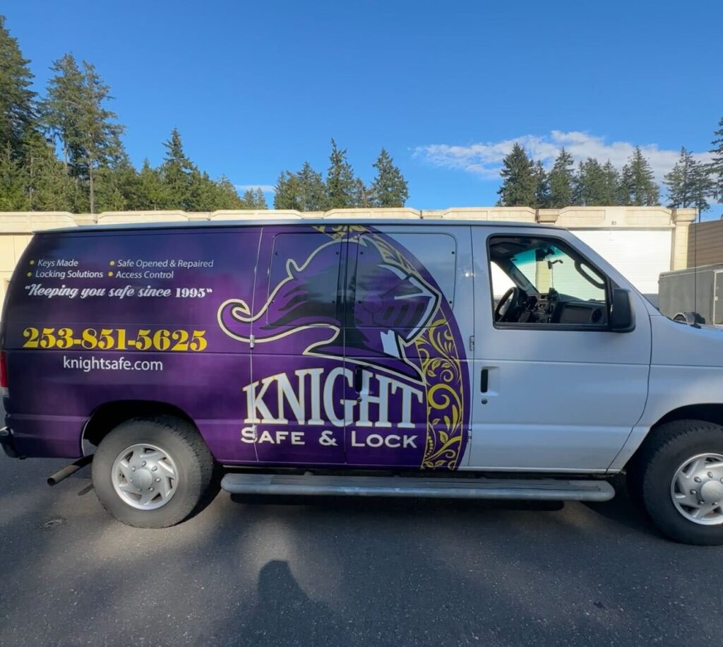Partial Wrap – Cargo Van – Knight Safe & Lock - USA Wrap Co Gig Harbor WA