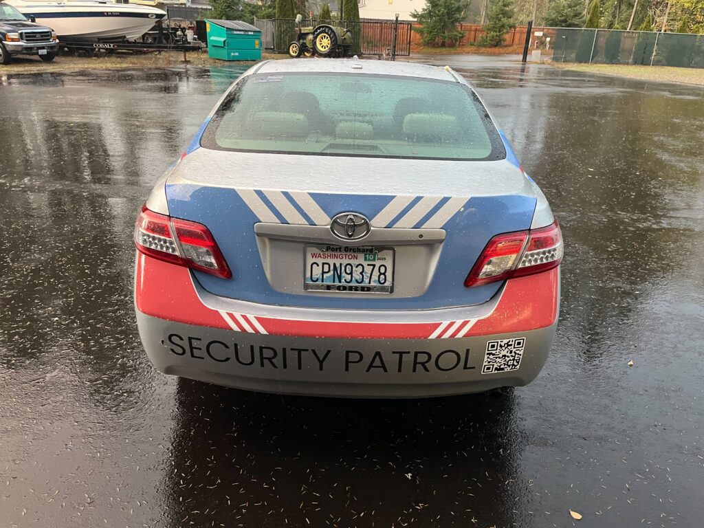 Partial Wrap – Sedan – Security Patrol - USA Wrap Co Gig Harbor WA