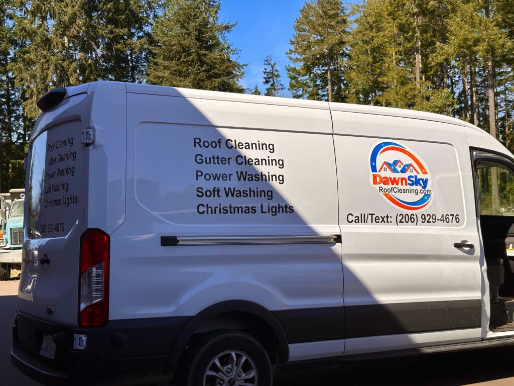 Partial Wrap – Sprinter Van – DawnSky Roof Cleaning - USA Wrap Co Gig Harbor WA